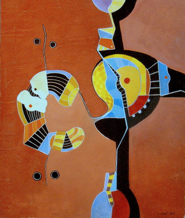 1990 - Huile, Acryl et collage